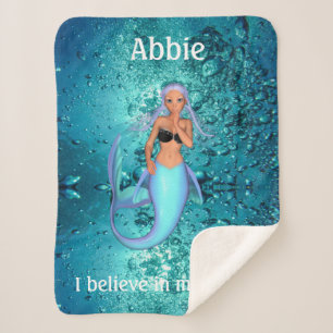 Mermaid - I Believe in Mermaids Sherpa Blanket