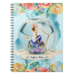 Mermaid Illustration Under The Ocean Girl Diary Notebook