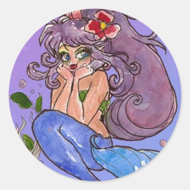 Mermaid In Blue Sticker (Front)