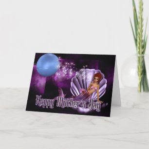 Mermaid in Clam Shell - Fantasy Mother's Day Card