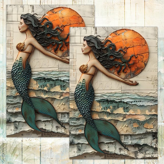 MERMAID IN MIXED MEDIA DECOUPAGE TISSUE PAPER (MERMAID IN MIXED MEDIA DECOUPAGE TISSUE PAPER)