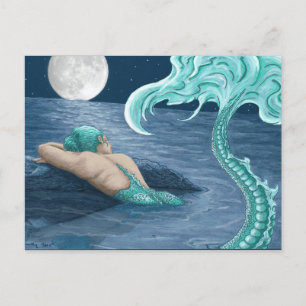 Mermaid in moonlite postcard