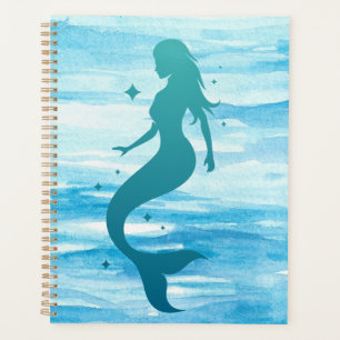 Mermaid in Silhouette in Sea on a planner