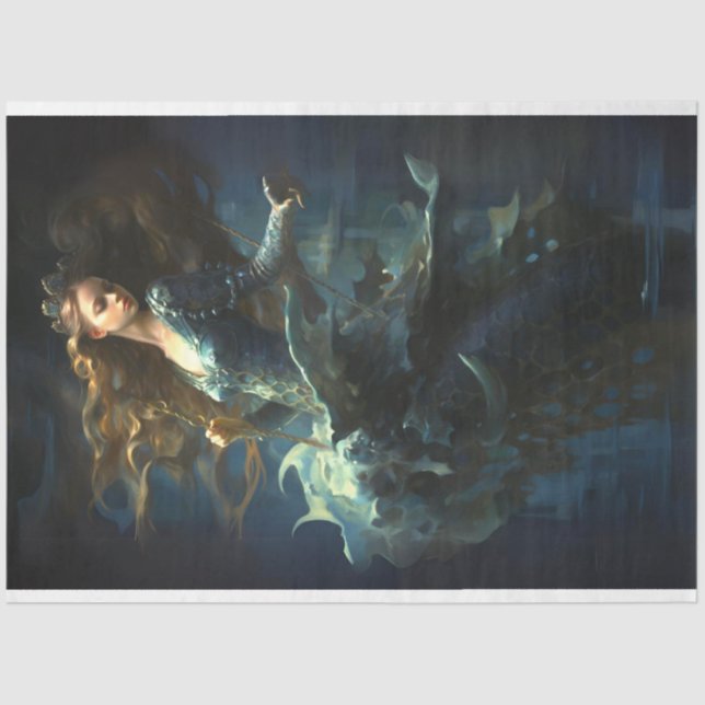 Mermaid in the Fantasy Ocean World Decouapge Tissue Paper (Front)