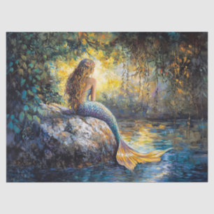 Mermaid in the Grotto Painting Decoupage Tissue Paper