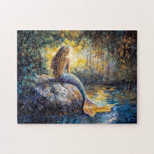 Mermaid in the Grotto Painting Jigsaw Puzzle (Horizontal)