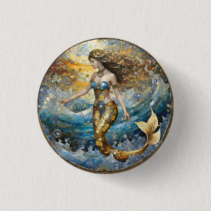 Mermaid in the Ocean Waves 1 Inch Round Button
