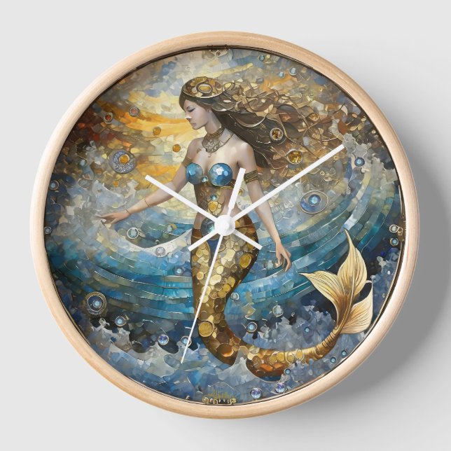 Mermaid in the Ocean Waves Clock (Front)