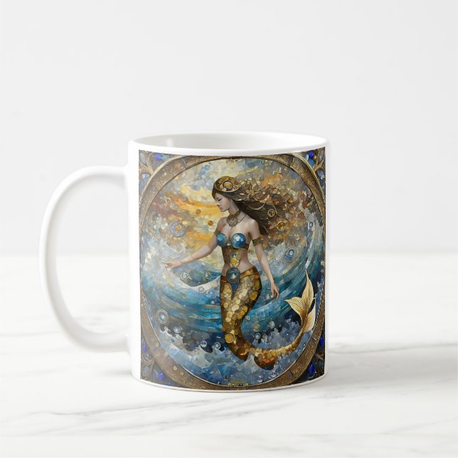 Mermaid in the Ocean Waves Coffee Mug (Left)