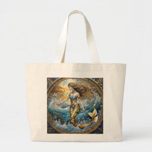 Mermaid in the Ocean Waves Large Tote Bag