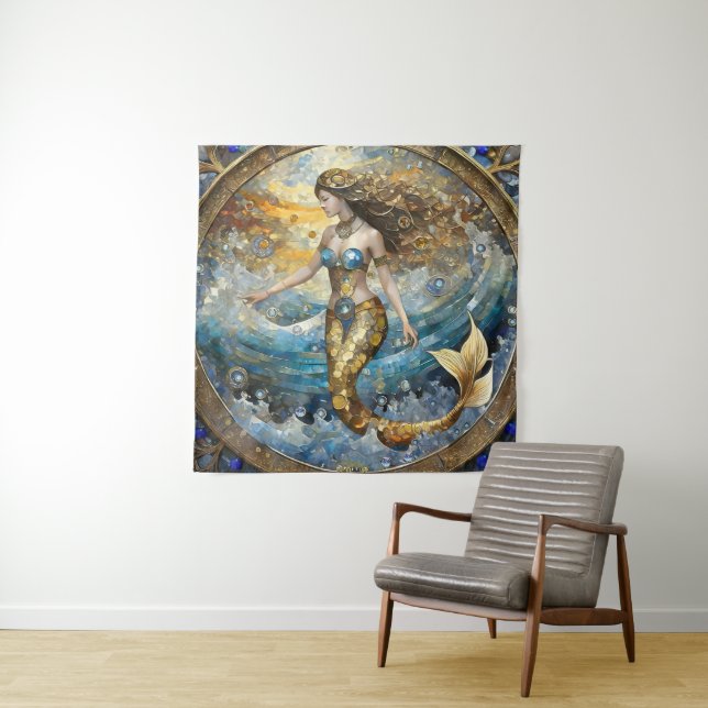 Mermaid in the Ocean Waves Tapestry (In Situ)