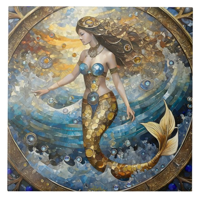 Mermaid in the Ocean Waves Tile (Front)