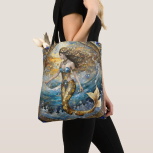 Mermaid in the Ocean Waves Tote Bag