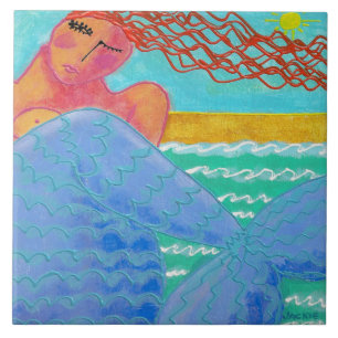 Mermaid in the Sunlight Abstract Painting Tile