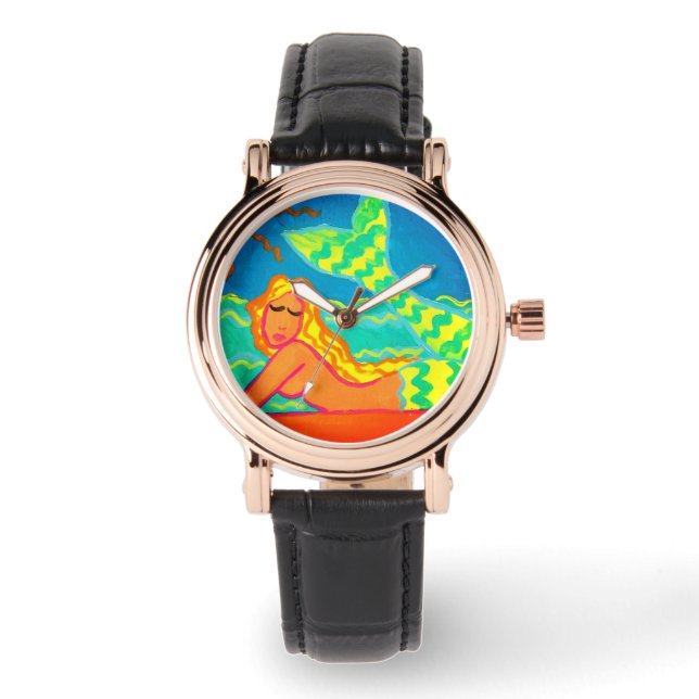Mermaid in the Sunshine Abstract Art to Wear Watch (Front)