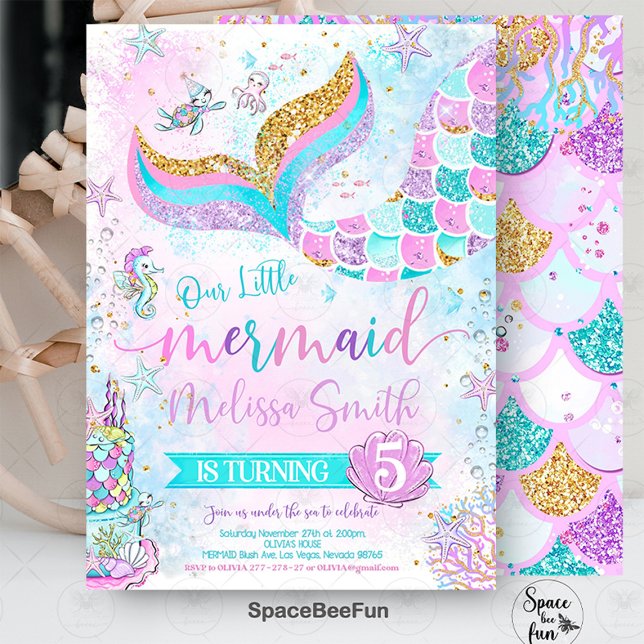 Mermaid Invitation Anniversaire Mermaid invitation (Mermaid Birthday Invitation Mermaid Party invite
Mermaid Birthday Invitation Mermaid Party invite, P)