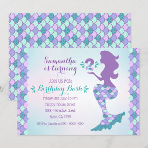 Mermaid Invitation Anniversaire Sirène Numéro 2