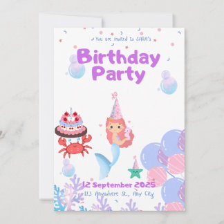 mermaid invitation card Sara’s birthday