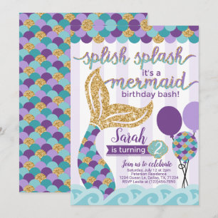 Mermaid Invitation de fête d'anniversaire