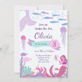 Mermaid Invitation, Mermaid Birthday Invite