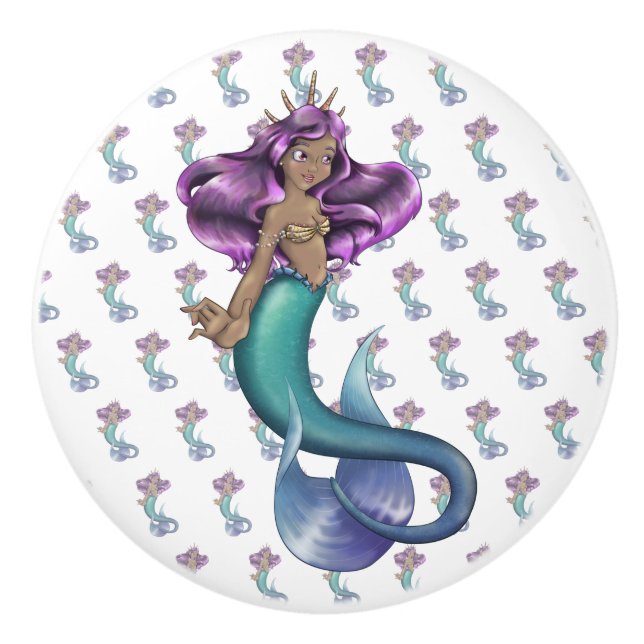 Mermaid Iole Ceramic Knob (Front)