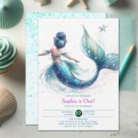 Mermaid Iridescent Glitter Under Sea 1st Birthday
