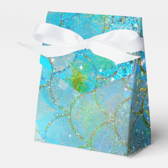 Mermaid Iridescent Pearl Shimmer Birthday Party Favor Box (Front Side)