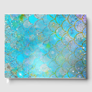 Mermaid Iridescent Pearl Shimmer Glitter Sparkle Guest Book