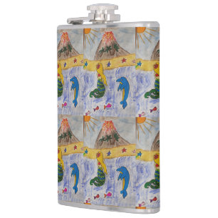 Mermaid Island Vinyl Wrapped Flask
