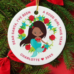 Mermaid I've Been Good Girl Photo Christmas Ceramic Ornament