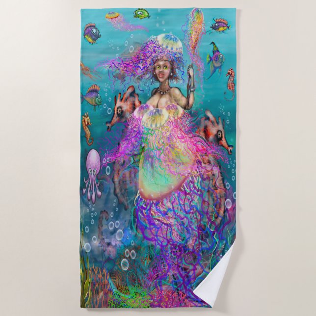 Mermaid Jellyfish Beach Towel (Front)