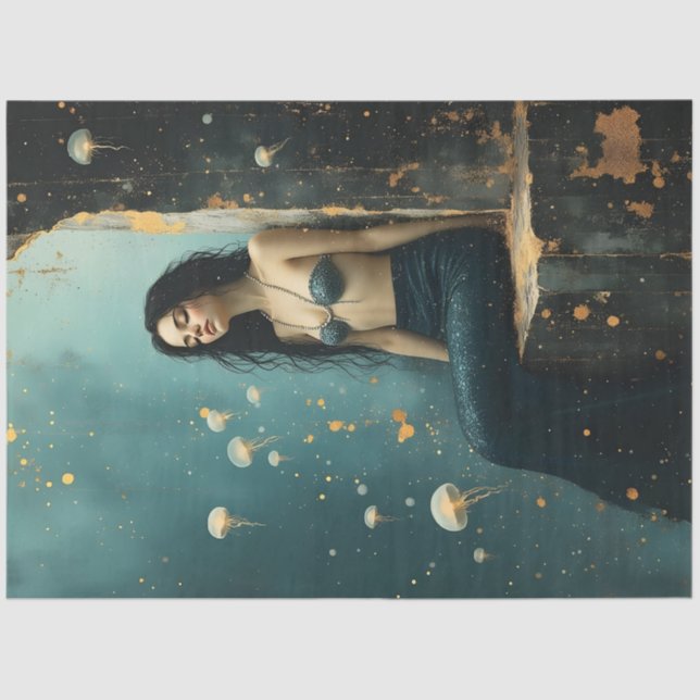 Mermaid Jellyfish Ocean Fantasy Poster Tissue Paper (Front)