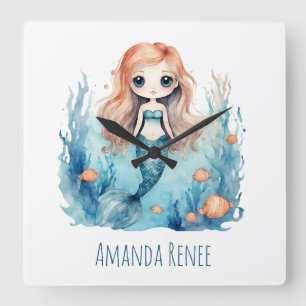Mermaid Kids Baby Nursery Horloge