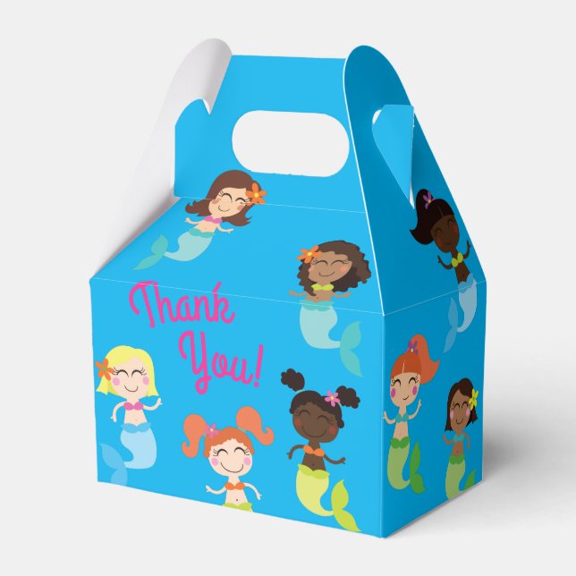 Mermaid Kids Birthday Pool Party Favor Box (Back Side)