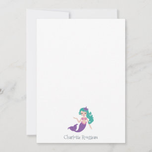 Mermaid Kid's Personalized Stationery Note Card