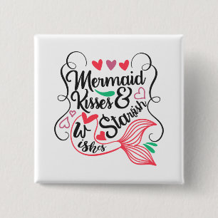 Mermaid Kisses Starfish Wishes 2 Inch Square Button