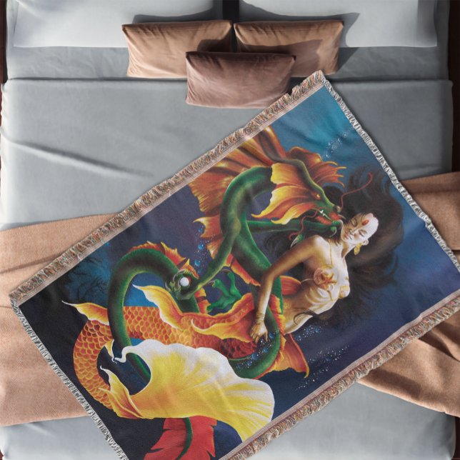 Mermaid Koi Dragon Fantasy Throw Blanket (Creator Uploaded)