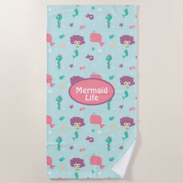 Mermaid Life Beach Towel (Front)