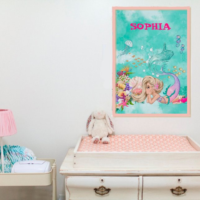 Mermaid Light Hair Pink Cute Starfish Poster (Creator Uploaded)
