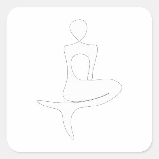 Mermaid Line Drawing Square Sticker