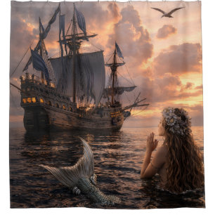Mermaid Looking At A Sailing Ship
