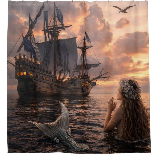 Mermaid Looking At A Sailing Ship (Front)
