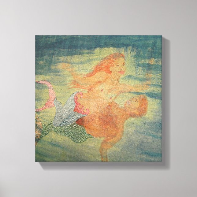 Mermaid Love grotto Canvas Print (Front)