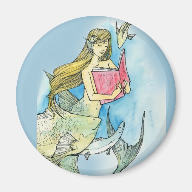 Mermaid loves to read Magnet (Front)