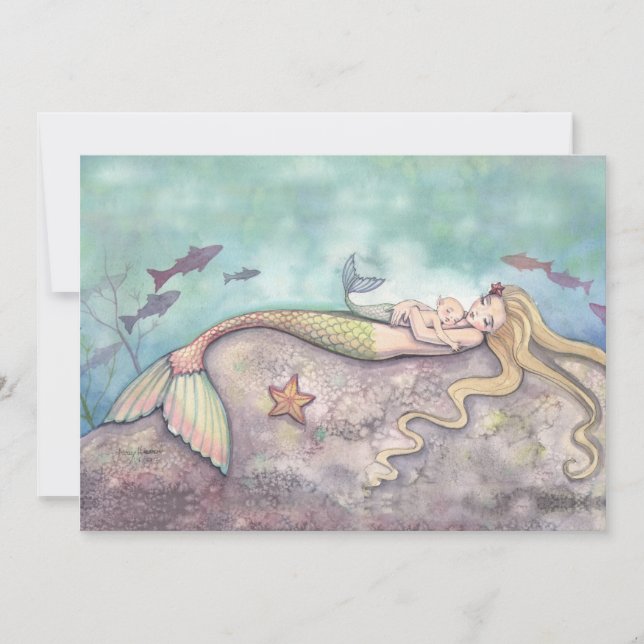 Mermaid Lullaby Baby Shower Thank You Cards (Front)