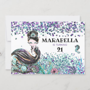 *~* Mermaid LUXE 21 GLAM Under Sea Birthday Party Invitation