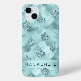 Mermaid Luxe Scale   Seafoam Mint Green Custom iPhone 15 Mini Case