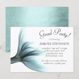 Mermaid Luxe Seafoam Mint Green Aqua Graduation Invitation