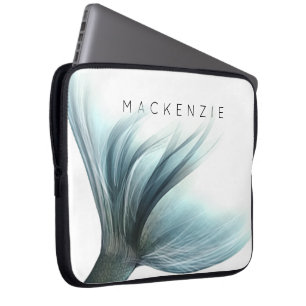 Mermaid Luxe Tail   Seafoam Mint Green Aqua Custom Laptop Sleeve