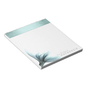 Mermaid Luxe Tail   Seafoam Mint Green Aqua Custom Notepad